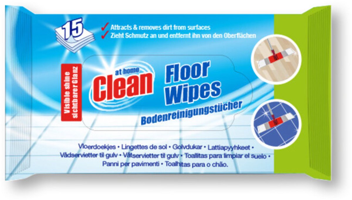 At Home Reinigingsdoekjes Vloer - 3 x 15 stuks - Voordeelverpakking
