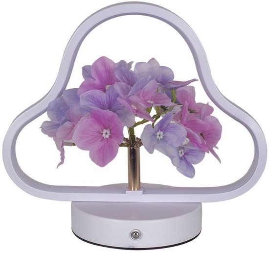 Nachtlampje - Bureaulamp - Nachtlampje kinderen - LED Tafellamp Wolk met Hortensia - 3-Kleuren Licht (Wit/Warm/Natuurlijk) - USB Oplaadbaar - Dimbaar & Touch-Bediening - Decoratieve Nachtlamp (24×12×22 cm) van Mylily's Choice — afbeelding 3