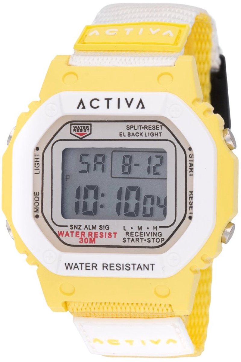 Activa x Invicta Digital ACWF004 Heren Horloge - Waterdicht - Digitaal - Quartz Uurwerk - Plastic met witte Wijzerplaat - 44mm