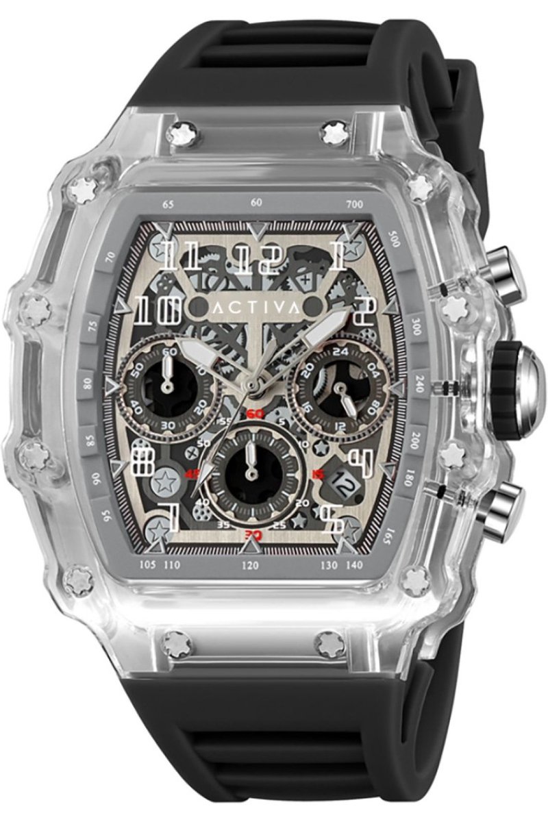 Activa x Invicta Digital ACW2305-005 Heren Horloge - Waterdicht - Analoog - Quartz Uurwerk - Plastic met zilveren Wijzerplaat - 44mm