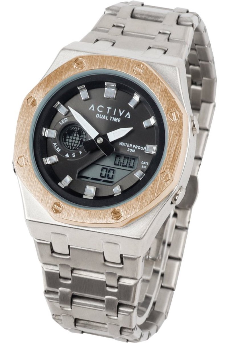 Activa x Invicta Digital ACWM303-004 Heren Horloge - Waterdicht - Digitaal - Quartz Uurwerk - met zwarte Wijzerplaat - 45mm