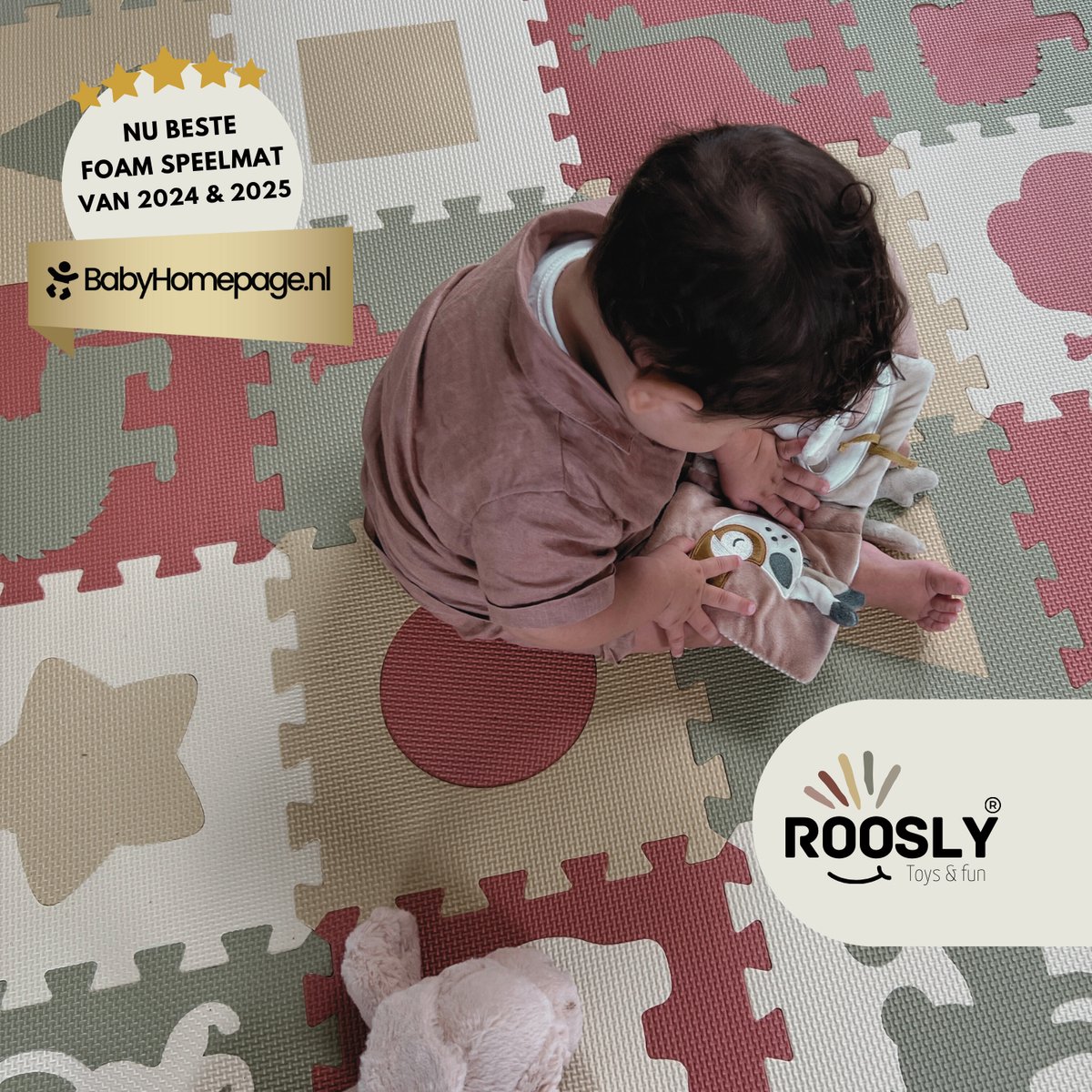 Roosly Speelmat Baby - Speelkleed Baby - babygym - kruipmat - playmat - Foam vloerpuzzel 145 x 145 cm - Opstaande Rand - Inclusief Opbergtas - speelgoed - Veilig & Zacht - Pastel — afbeelding 6
