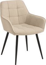 Colenis® - Chaise de salle à manger Oriana - Lot de 4 - Beige - Tissu tissé - Pieds noirs