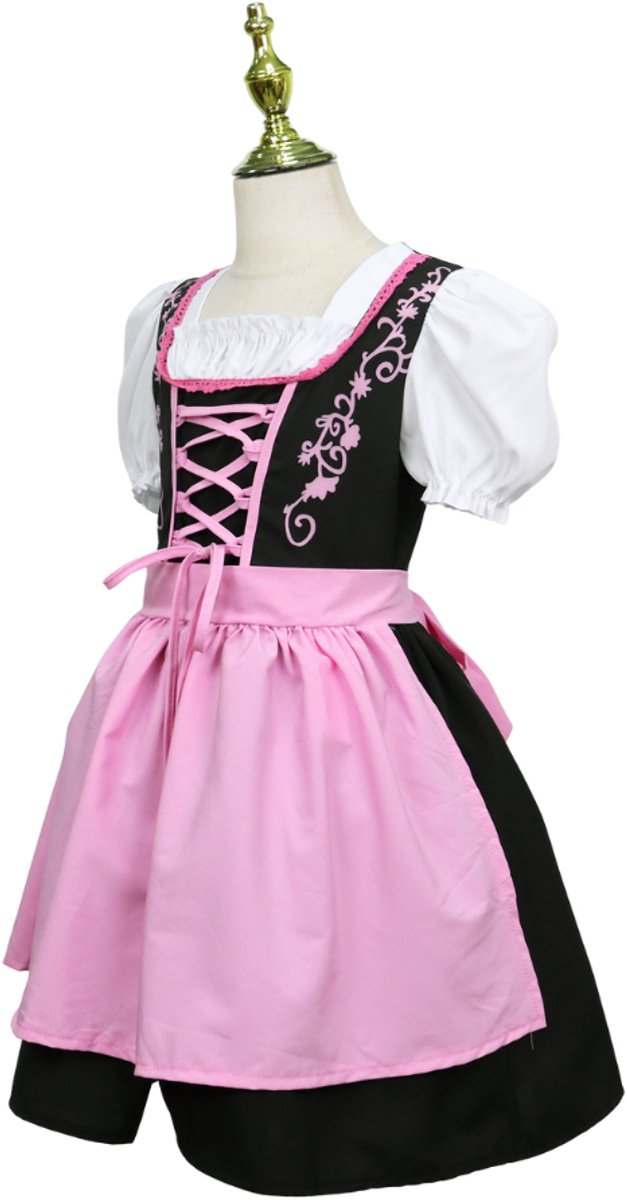 Joya Kids® Dirndl Verkleedjurk Kind | Oktoberfest Jurk Meisje | Roze & Zwart Tiroler Verkleed Jurk | Stretch Verkleedkleding Carnaval Halloween | — afbeelding 7