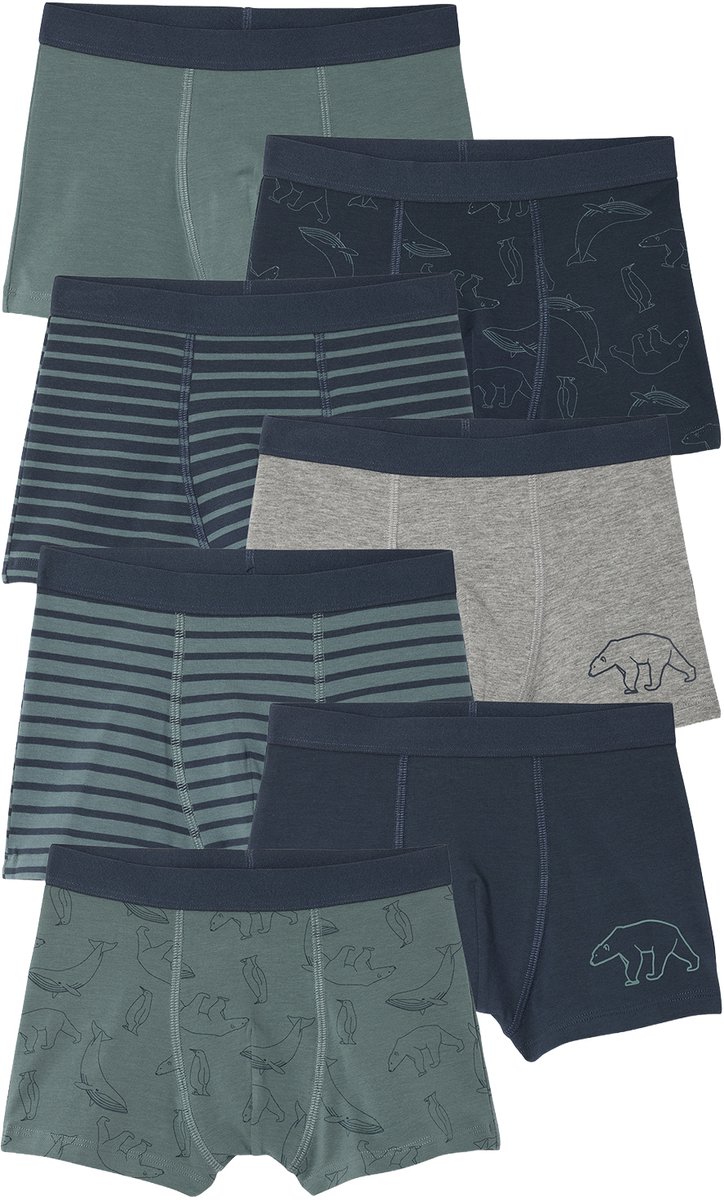 Vertbaudet Set van 7 boxershorts voor jongens met strepen en berenprint