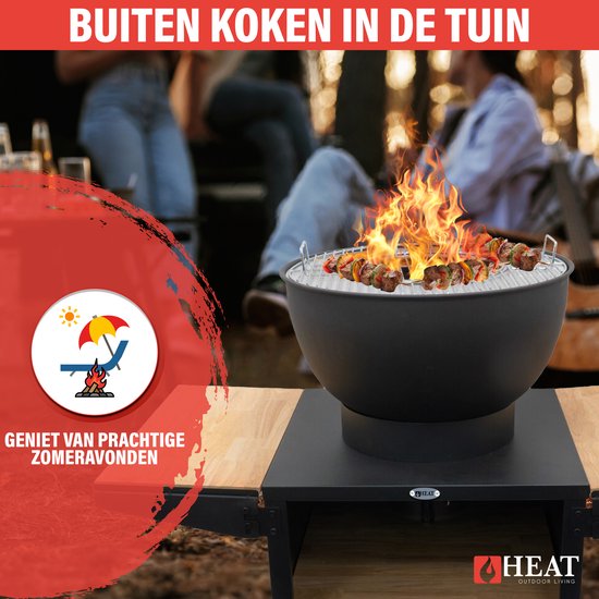HEAT Outdoor Living Buitenkeuken Kjok Zwart - Barbecue met Opslag - Mobiele Buitenkeuken - Barbecue Plancha - Grillen - Staal - Incl. Snijplank - Sfeervolle Avonden met Vrienden en Familie - 122x60x93 cm van HEAT Outdoor Living — afbeelding 2