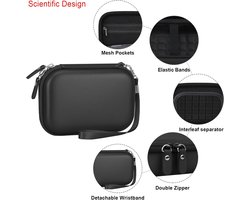 Geschikt voor KODAK PIXPRO FZ55, FZ53, FZ45, FZ43: Camera-Draagtas voor 16MP Digitale Camera, Vlogging Camera-Opslaghouder, Reist tas, Mesh-Tas (Past Op Batterijen, Kabels, Geheugenkaarten, Kaartlezers), Zwart