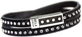 Bela Donaco Wikkelarmband Business line W7 – RVS – Swarovski kristallen – zwart nappa leder