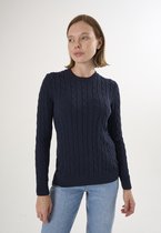 Felix Hardy Kabelgebreide Trui Met V-Hals - 100% Katoen Dames Navy - S