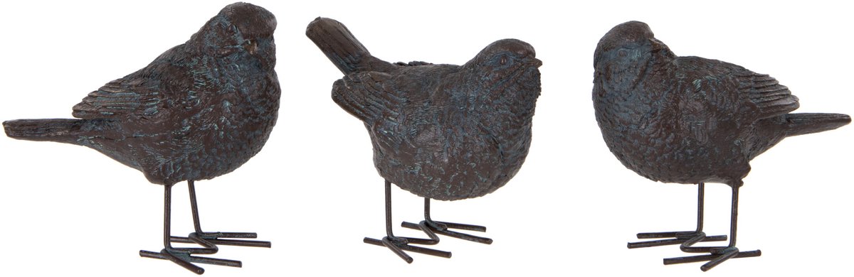 Decortief figuur - 3 bronskleurige vogels