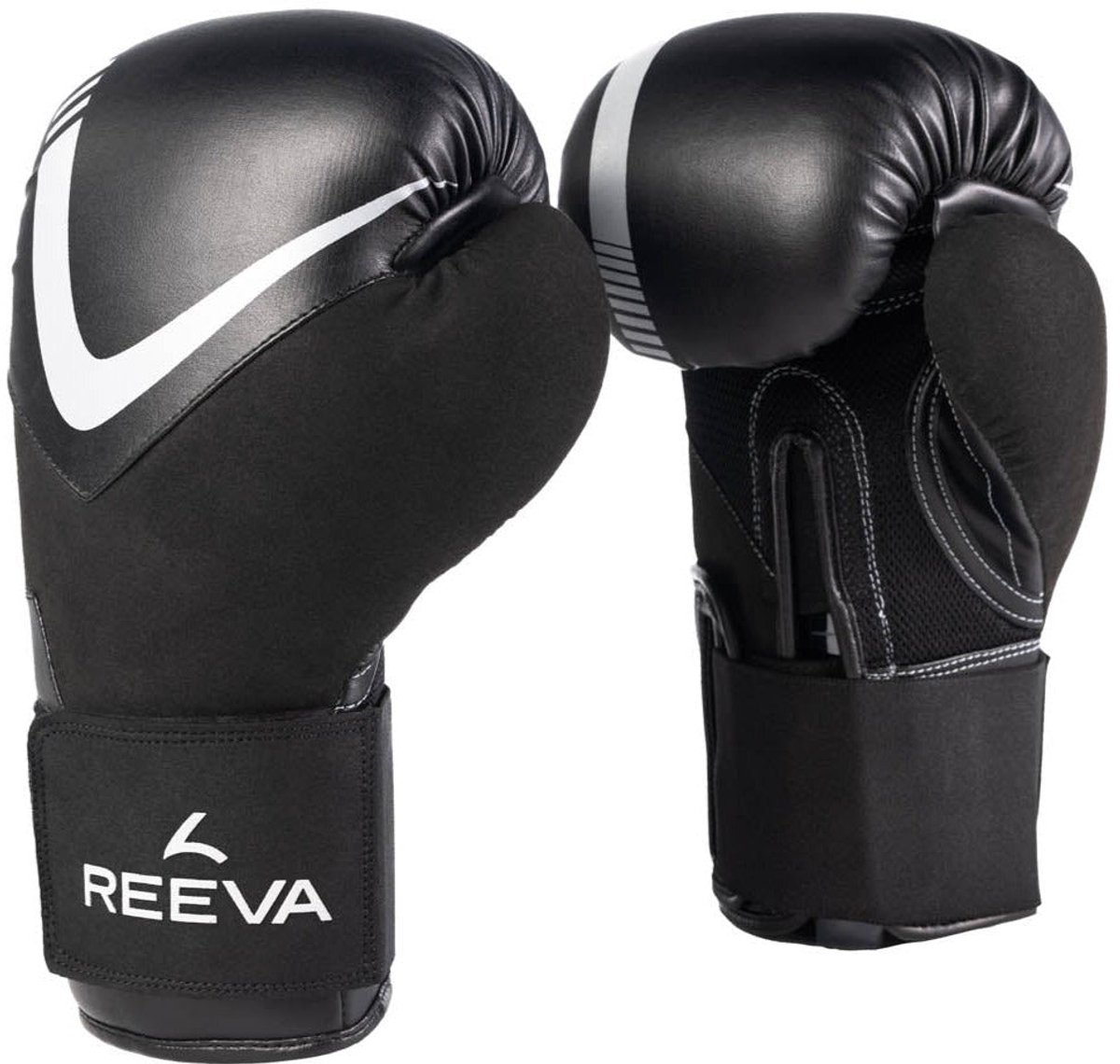 Reeva Bokshandschoenen 16 oz - (Microfiber) Leer - Zilver - Unisex - Dames & Heren - Geschikt voor Kickboksen, Boksen & Bokszaktraining - Stevige Pasvorm - Boxing Gloves