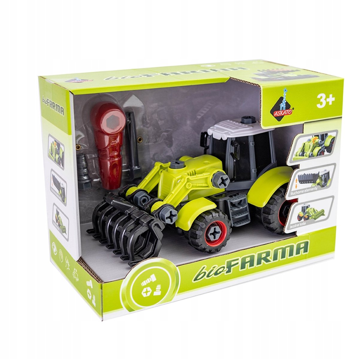 Askato Bouwbare Traktor met Schep - Leerzaam Speelgoed