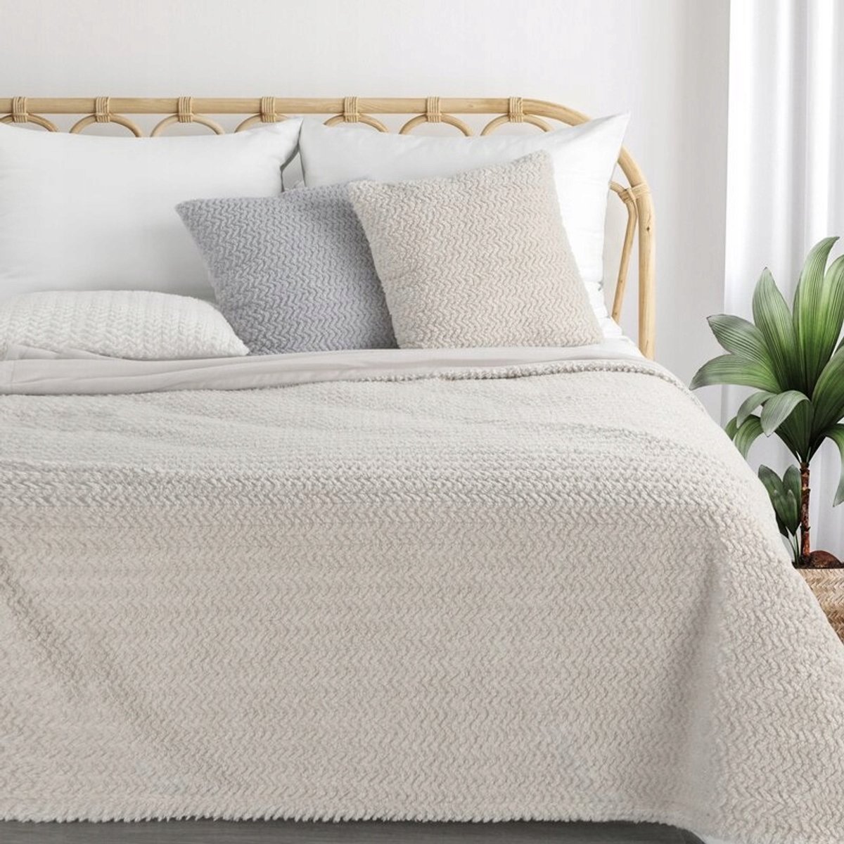 Laris Plaid 130x170cm - Stijlvolle beige woonplaid
