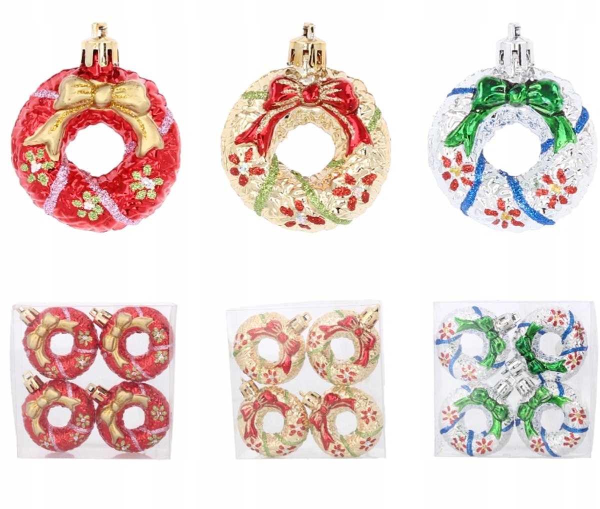 Kerstballen Set van 4, 6 cm, Mix Kleuren, Onbreekbaar