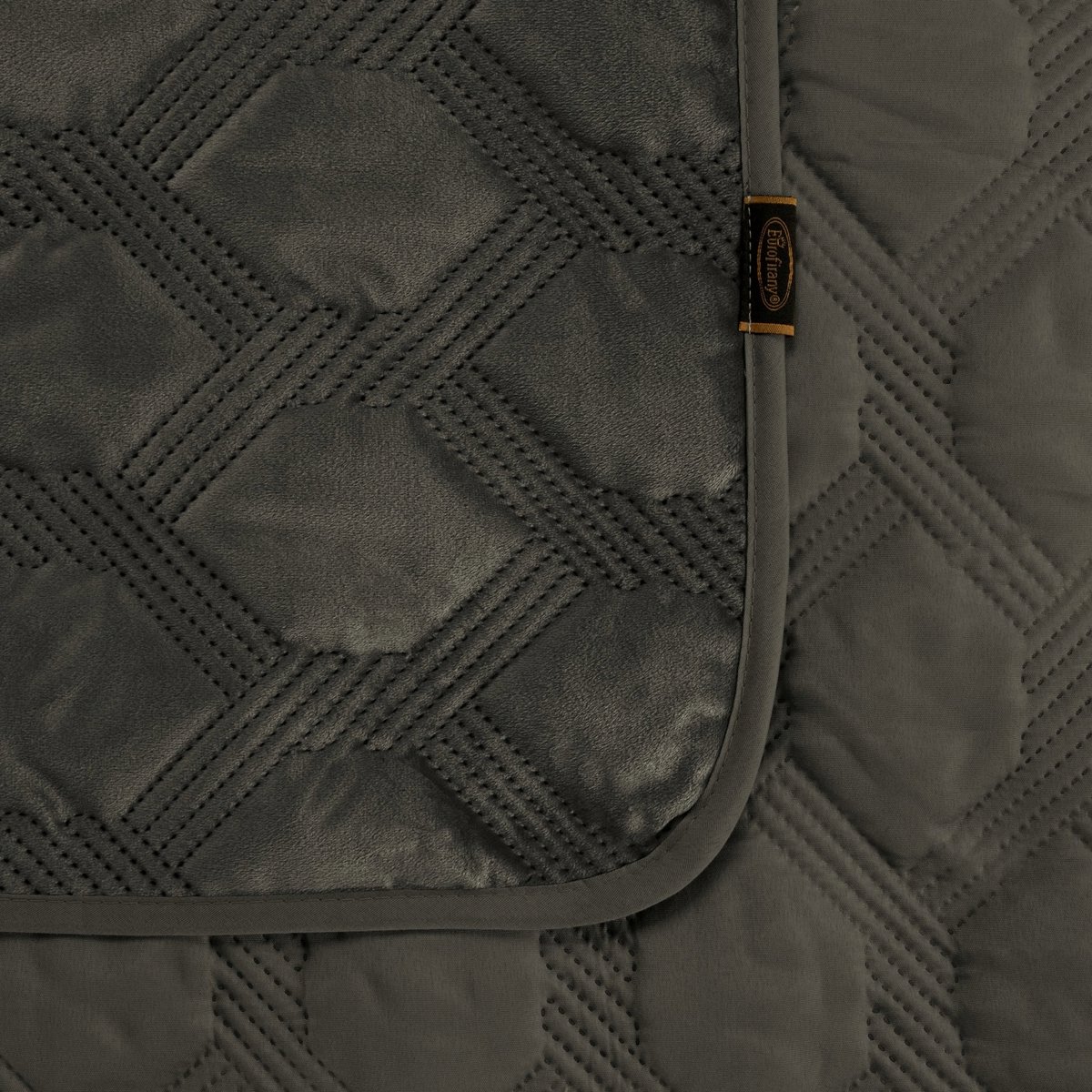 Luxe plaid 200x220cm Sofia staalblauw gewatteerd velours