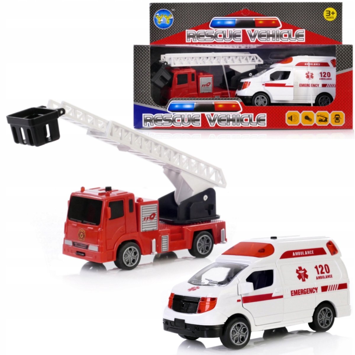 Stadsvoertuigen Set: Brandweer & Ambulance met Licht & Geluid