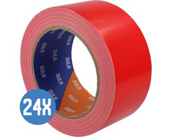DULA Duct tape - Rood - 50 mm x 25m - 24 Rollen Ducktape - Reparatie tape