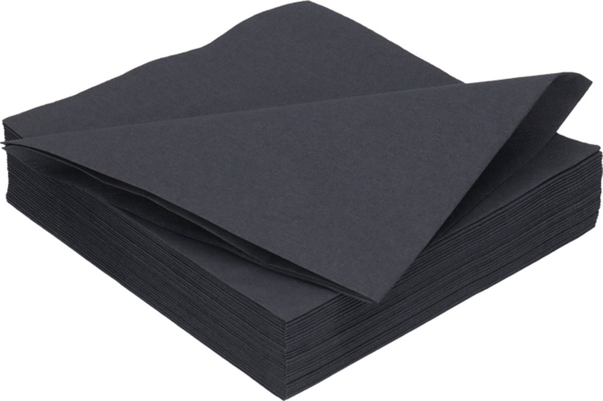 Servetten papier zwart 1/4 vouw 33cm 2 laags 250 stuks