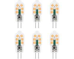 JeiibrZui G4 Led-lamp - 12V 2W Warm Wit - Energiebesparend + 360° Lichtspreiding - 6 Stuks - Voor Afzuigkap Kroonluchter - Zwart