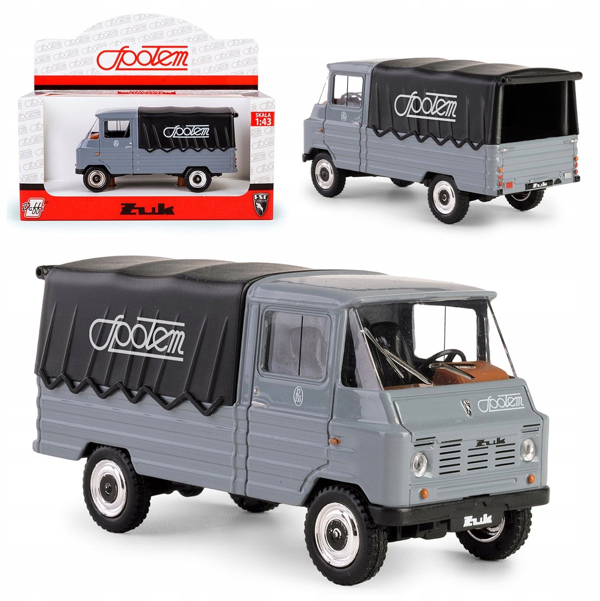 DAFFI PRL Collectie - Speelgoedvrachtwagen - Grijs - Schaal 1:43 - Społem Żuk