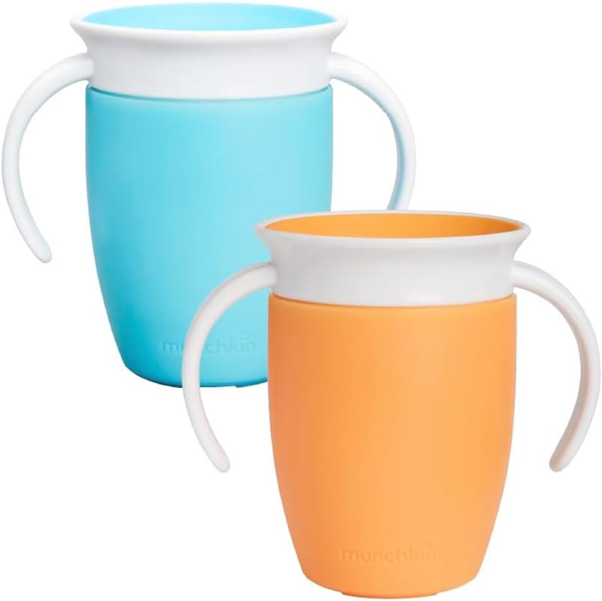 Image of 360° Peuterbeker 2-Pack - Trainingsbeker voor Baby's vanaf 6 Maanden - Anti-Lek en BPA-Vrij - 207 ml - Blauw/Oranje