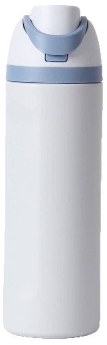 Geïsoleerde roestvrijstalen waterfles met rietje voor sport, reizen en school, BPA-vrij, 750 ml, blauw