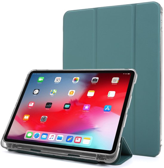 Étui iPad Air 6 (M4 / M3 / M2) / Air 5 / Air 4 / Pro 11 - 11 pouces / 10,9 pouces - Antichoc - Avec réveil automatique - Avec support - Étui avec porte-crayon - Fin - Vert