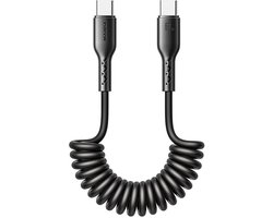 Joyroom - USB-C naar USB-C Kabel - Krulsnoer - Uitrekbare oplaadkabel - Universele oplaadkabel - 1,5 m - 60W - Zwart