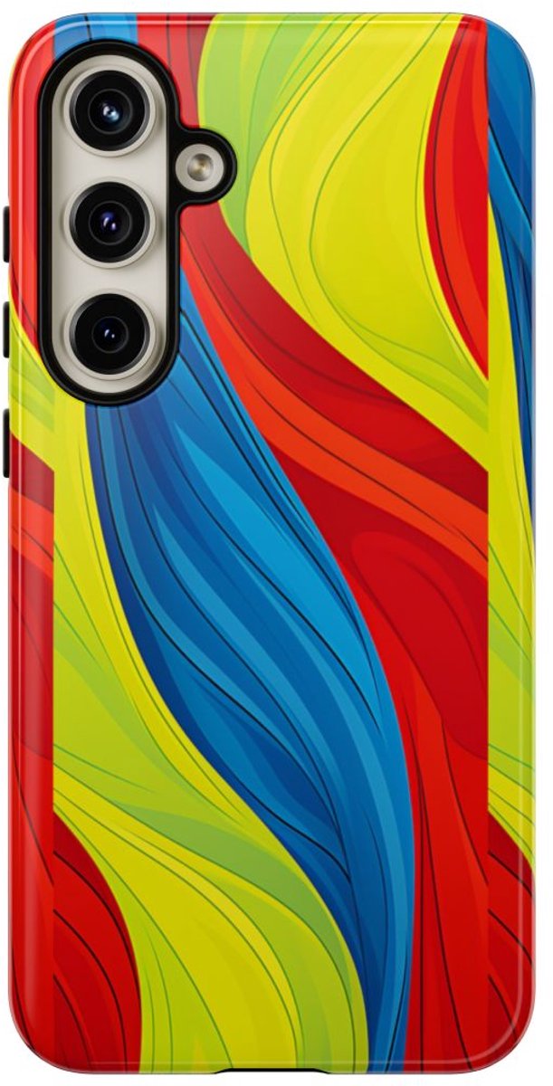 Kleurrijk Abstract Golfpatroon – Telefoonhoesje Geschikt voor Samsung Galaxy S24 Plus
