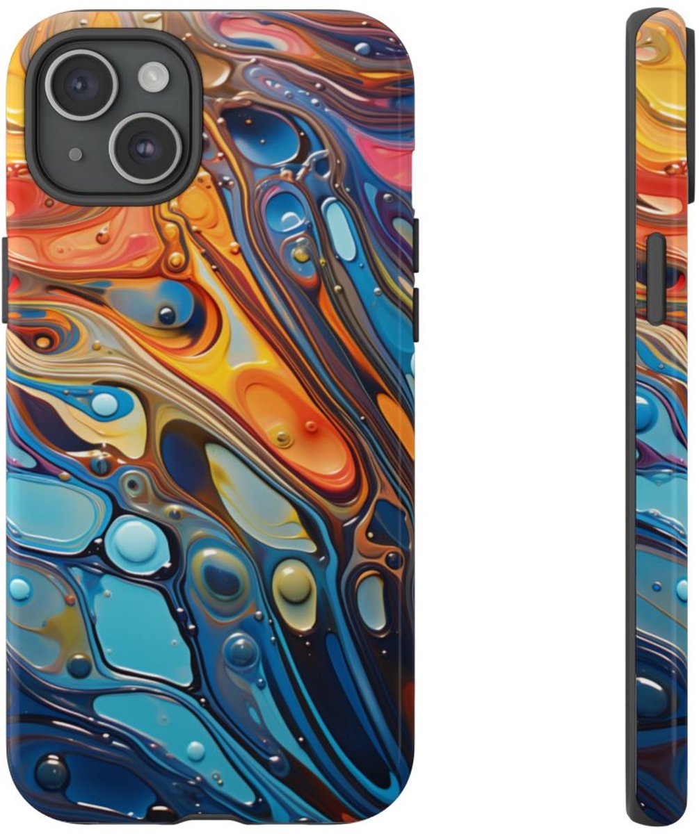 Levendige Abstracte Vloeistofgolven – Telefoonhoesje Geschikt voor iPhone 15 Plus