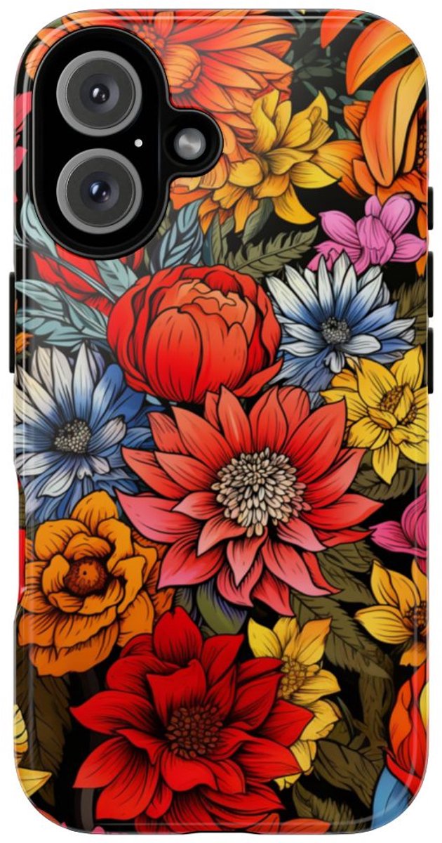 Levendig Bloemenpatroon – Telefoonhoesje Geschikt voor iPhone 16