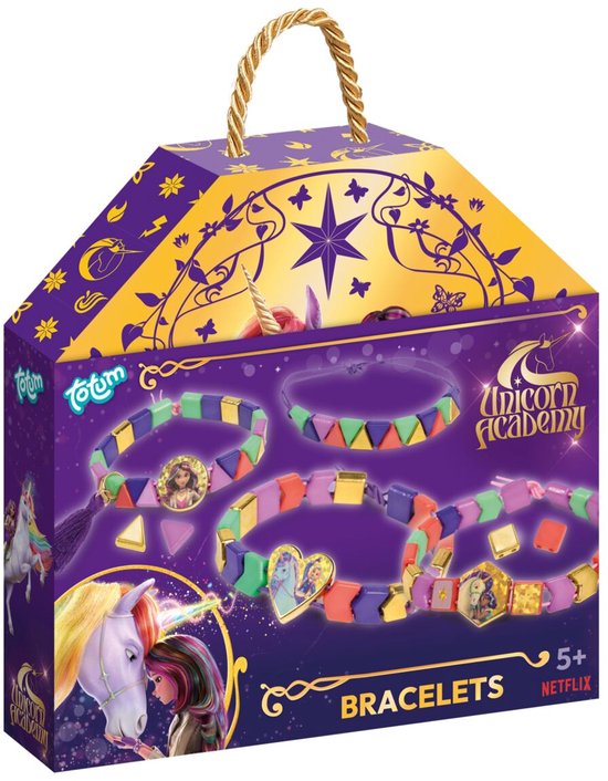 Unicorn Academy speelgoed - Totum kralenarmbandjes maken met speciale kralen - luxe cadeauverpakking goudkleurig - speelgoed meisjes cadeau tip