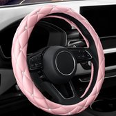 JNNJ Universele autostuurhoes, glitter universele autostuurhoes, stuurhoes gemaakt van echt leer 37-38cm, strass lederen stuurhoes auto-interieur (Rood