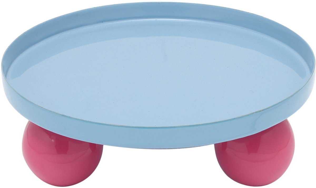 Dienblad Double Funky Rond - Soft blue & bright pink