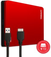 VisiQuality High-Speed Externe Harde Schijf 1 TB - Draagbare Harde Schijf USB 3.0 - Voor Windows & Mac - Xbox & PS4 games - Compact - Met handleiding - Rood