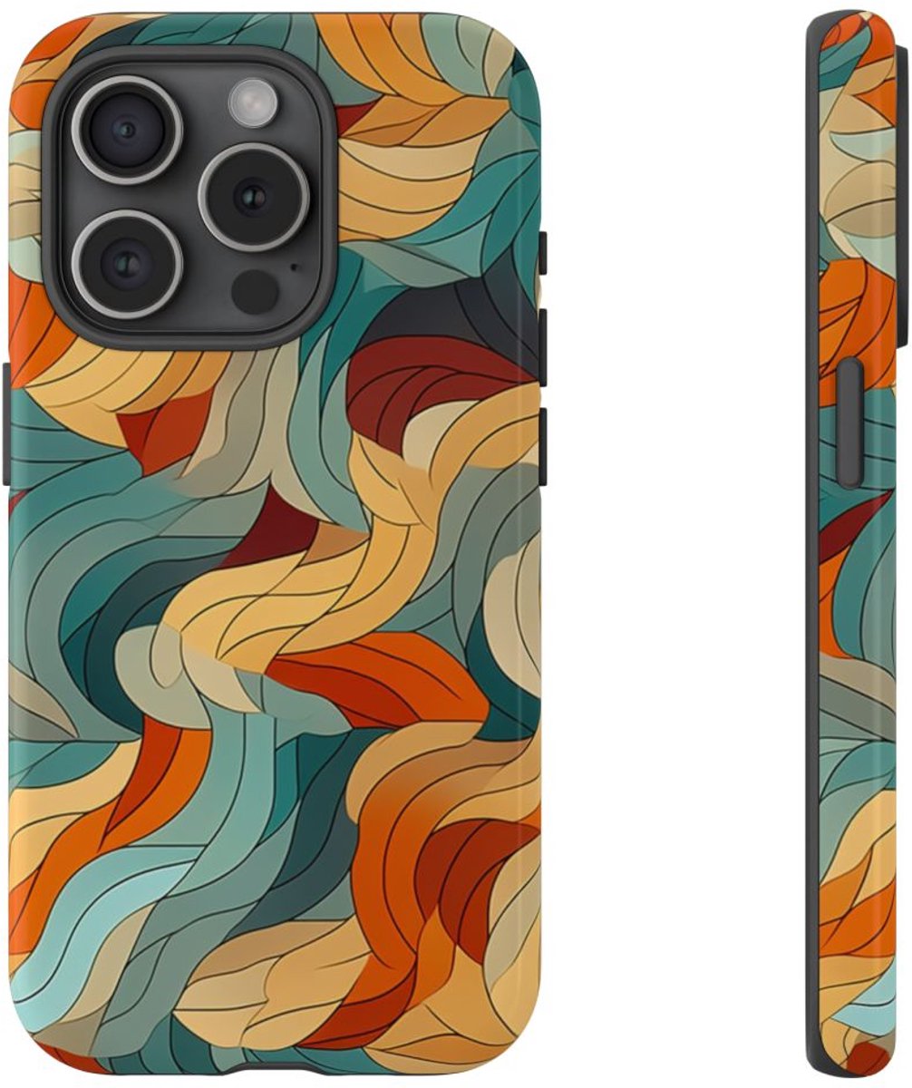 Abstract Veelkeurige Bladerenpatroon – Telefoonhoesje Geschikt voor iPhone 15 Pro