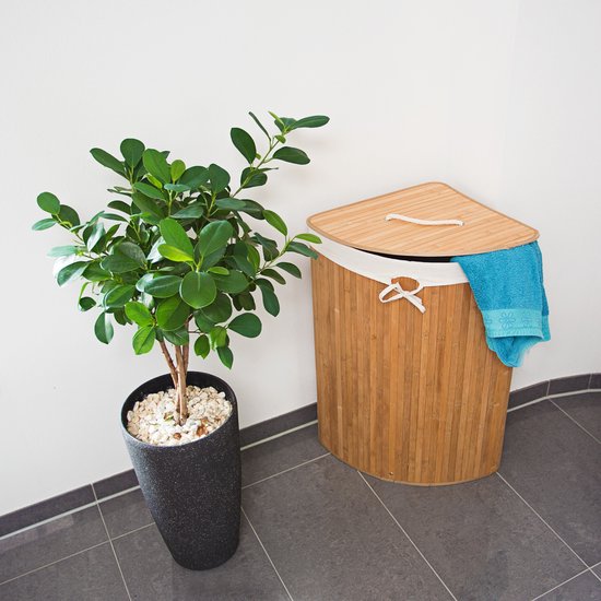 relaxdays 2 x panier à linge bambou - paniers à linge avec couvercle - 63 L - panier à linge d'angle - naturel