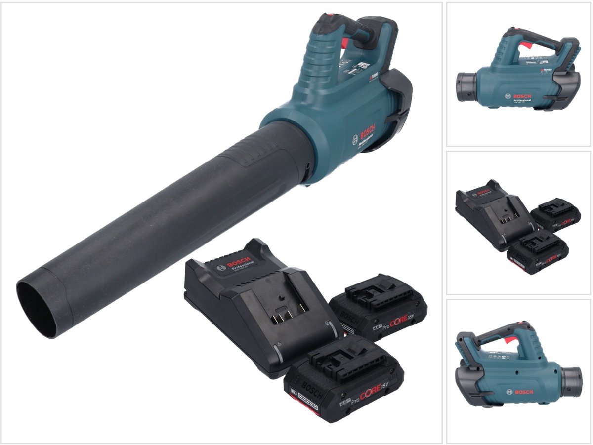 Bosch GBL 18V-750 Professionele accubladblazer 18 V BITURBO Brushless + 2x ProCORE accu 4.0 Ah + lader