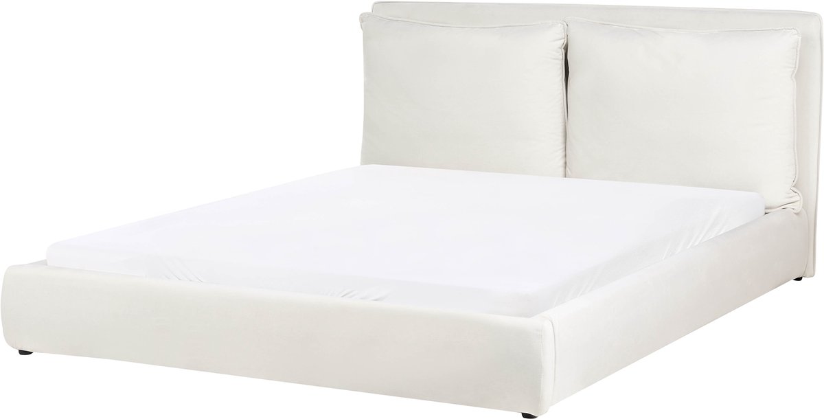 Beliani BAJONNA - Tweepersoonsbed - Off-white - 160 x 200 cm - Stof Wit