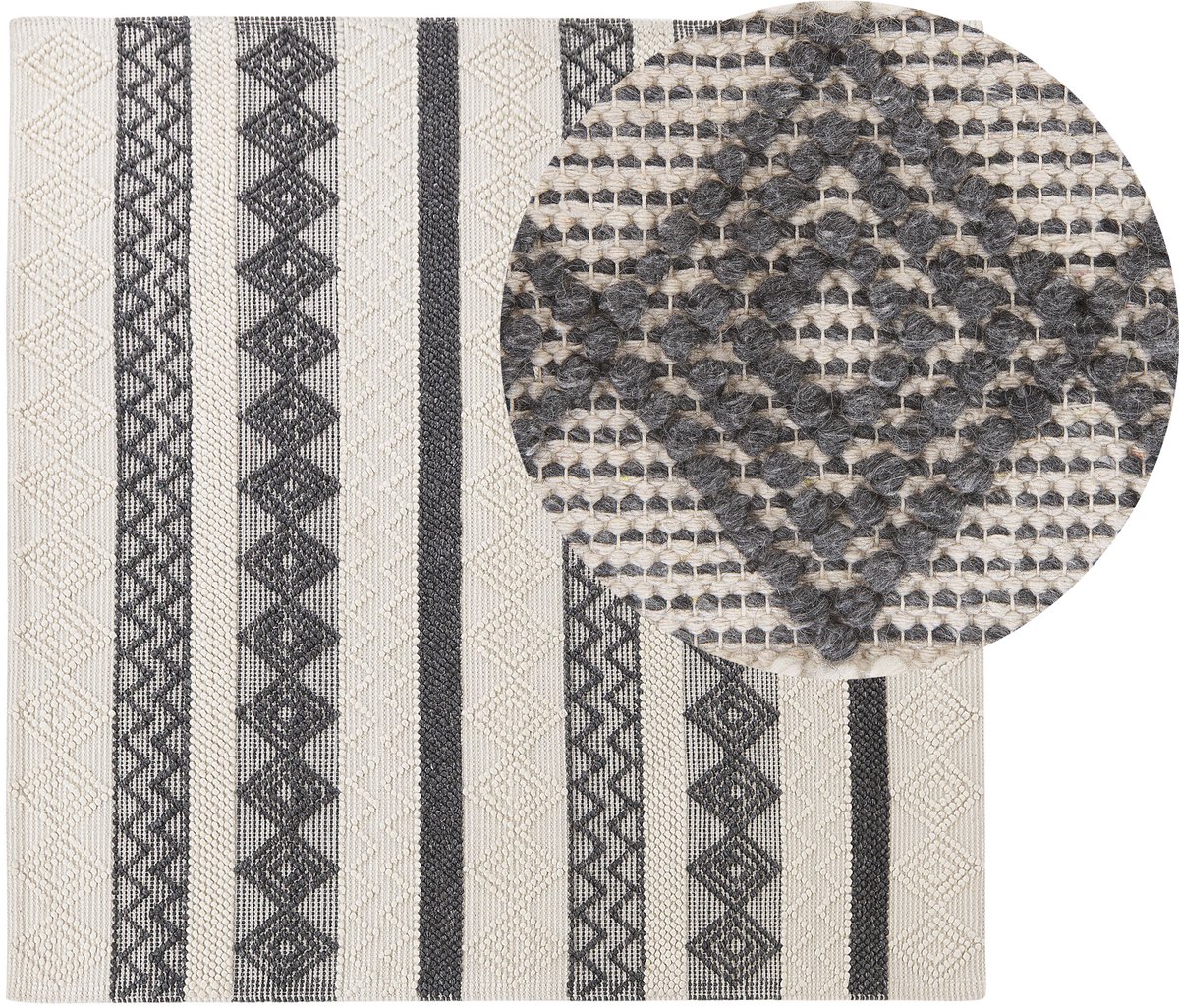 Beliani DAVUTLAR - Laagpolig vloerkleed - Grijs - 200 x 200 cm - Wol