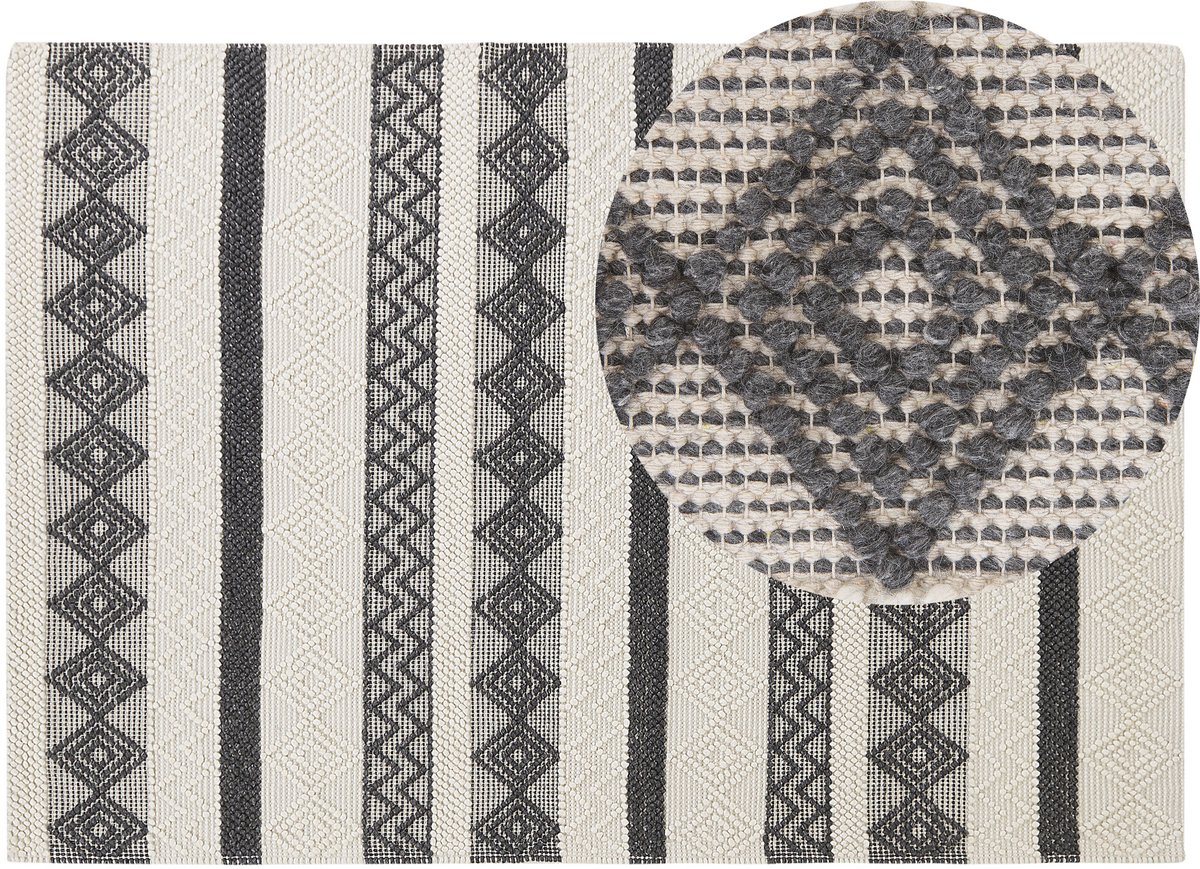 Beliani DAVUTLAR - Laagpolig vloerkleed - Grijs - 160 x 230 cm - Wol
