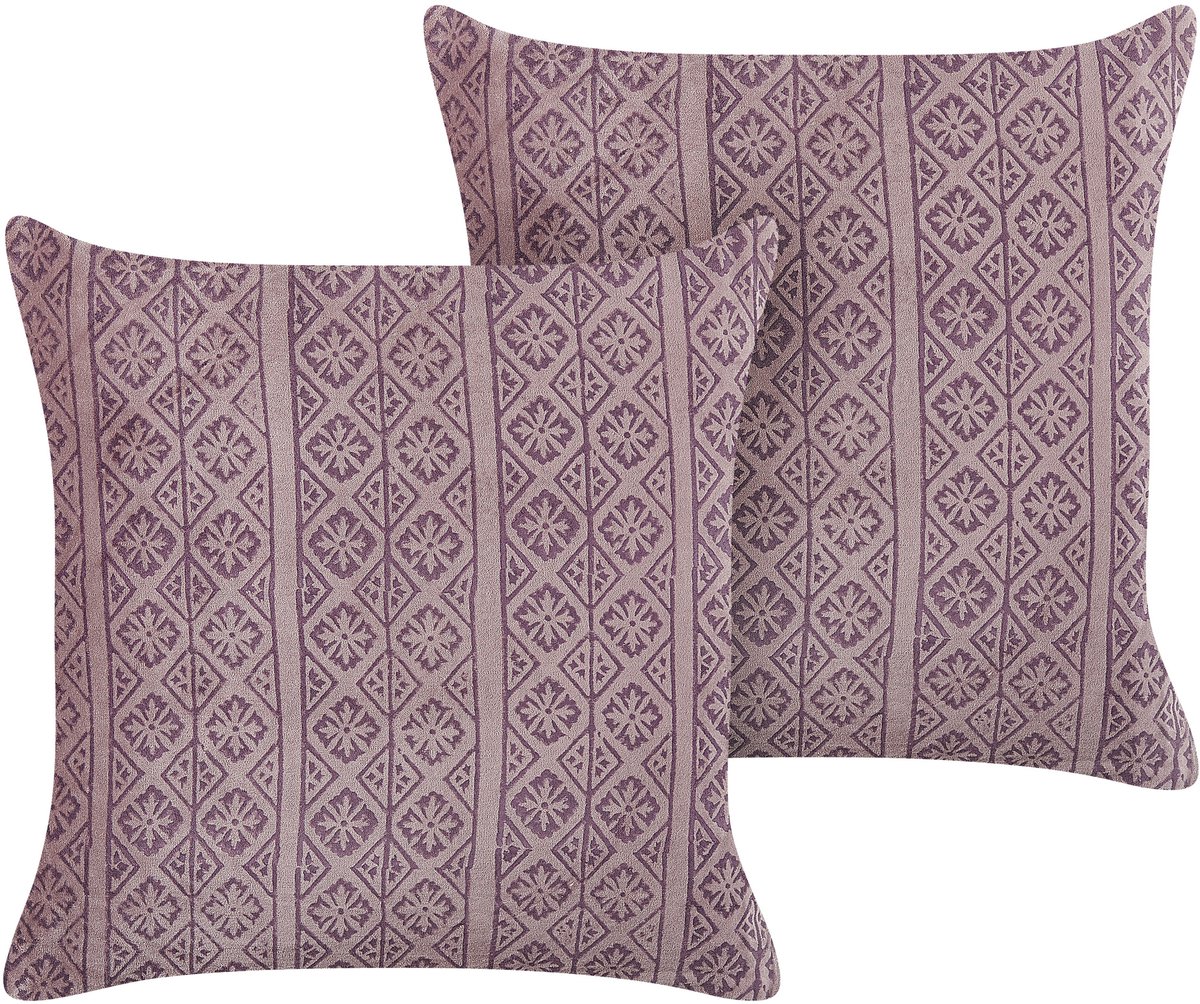 Beliani SILYBUM - Sierkussen set van 2 - Roze - 45 x 45 cm - Fluweel