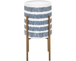 NEMOROSA - Bloempot - Wit/Blauw - 31 x 31 x 58 cm - Metaal