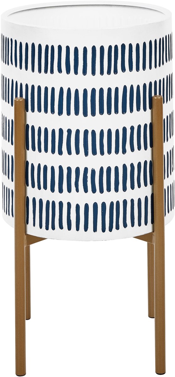 NEMOROSA - Bloempot - Wit/Blauw - 31 x 31 x 58 cm - Metaal