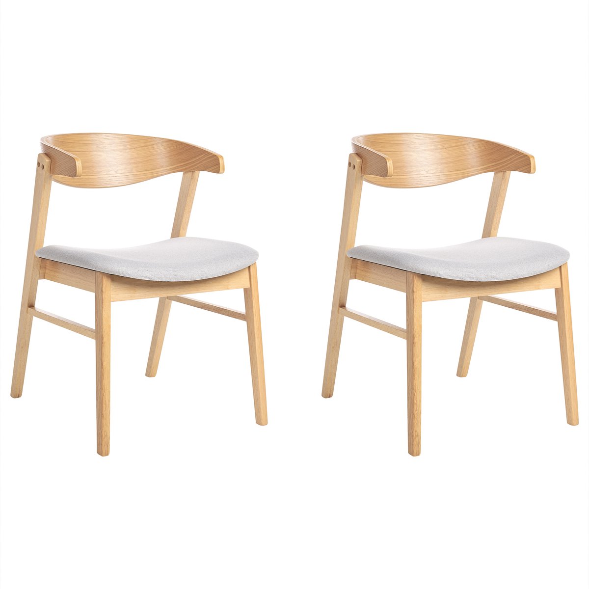 LILLY - Eetkamerstoel set van 2 - Lichtgrijs - Polyester
