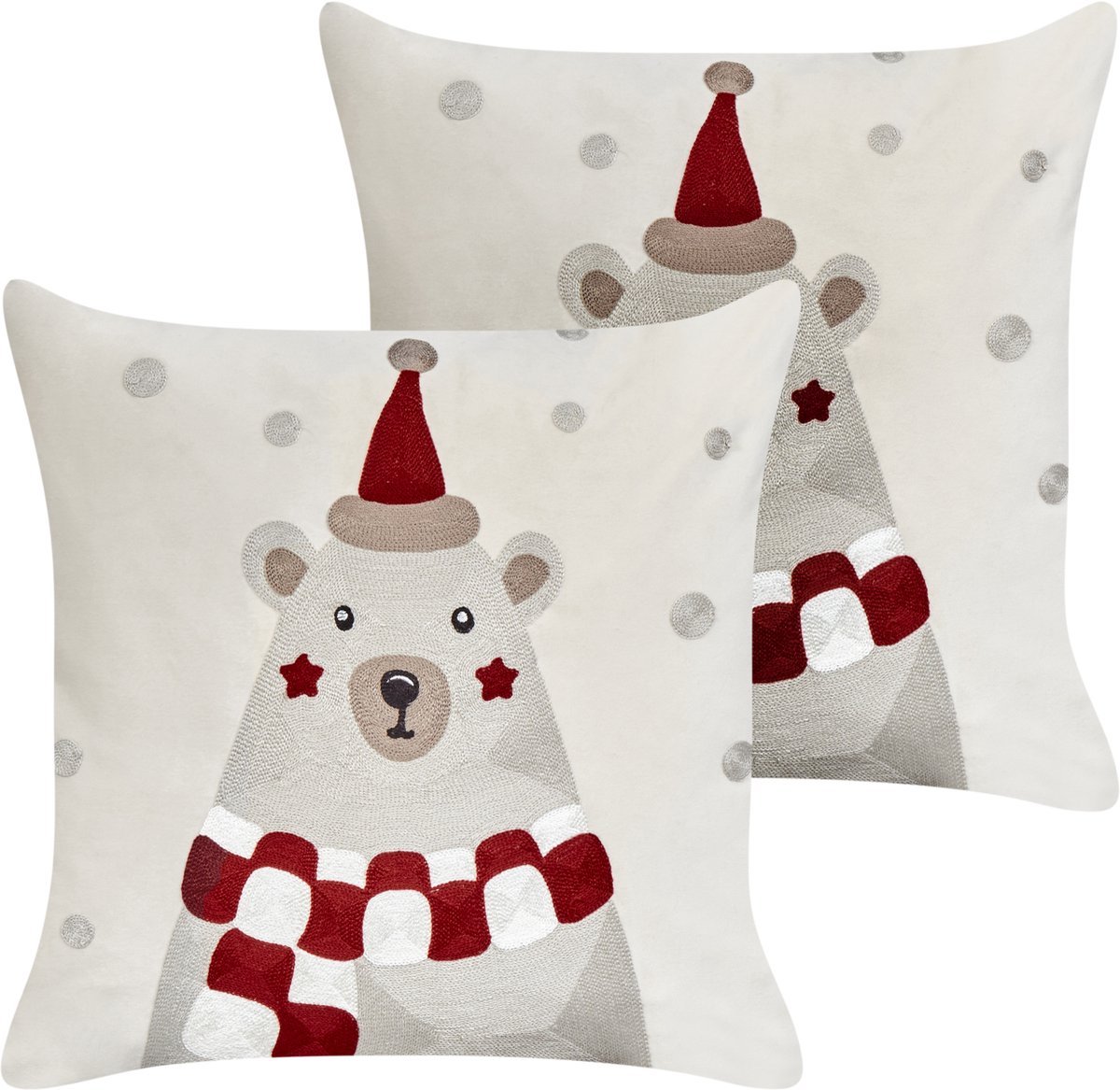Beliani JELLIES - Sierkussen set van 2 - Gebroken wit - 45 x 45 cm - Fluweel