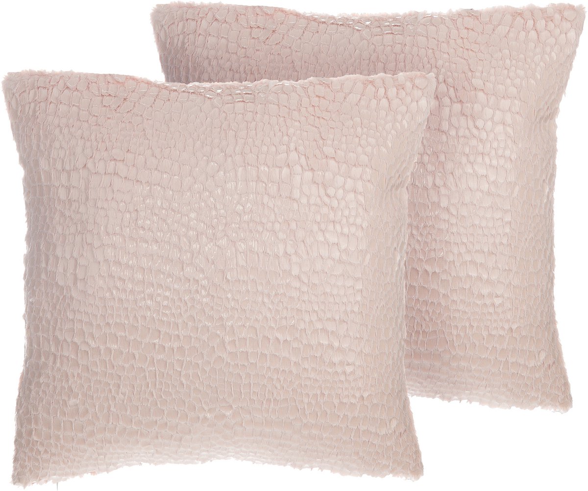Beliani PEONY - Sierkussen set van 2 - Roze - 45 x 45 cm - Polyester