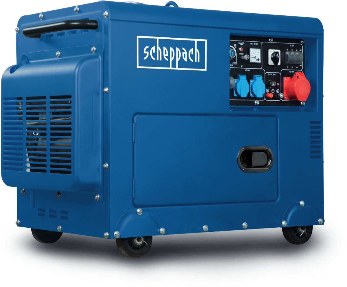 Scheppach Dieselgenerator SG5200D - 5000W - 7,7pk - Stroomgenerator - Aggregaat met 1x 400V-uitgang, 2x 230V en 1x 12V