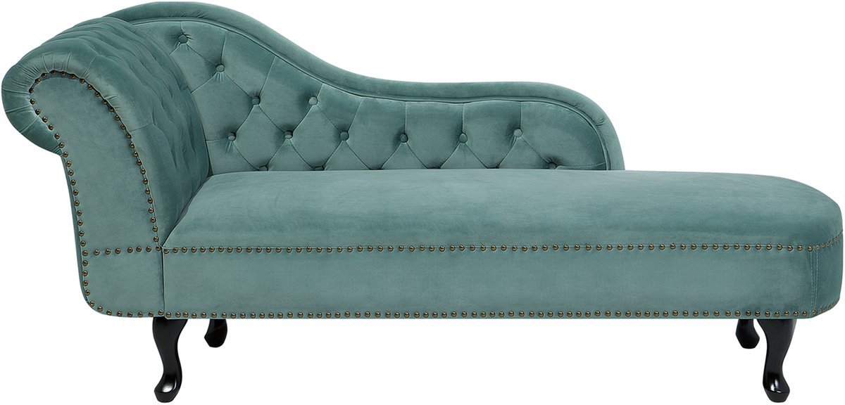 Beliani NIMES - Chaise longue - Mintgroen - Linkerzijde - Fluweel