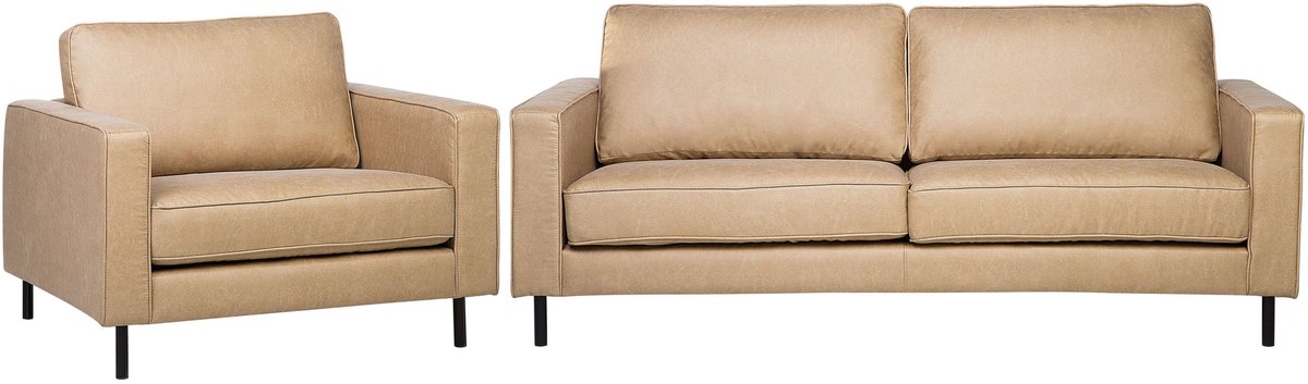 SAVALEN - Woonkamerset - Beige - Kunstleer